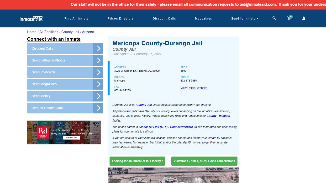 Maricopa County-Durango Jail - Inmate Locator - Phoenix, AZ