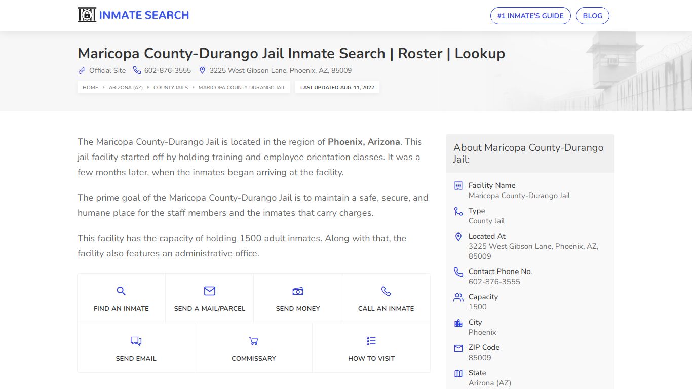 Maricopa County-Durango Jail Inmate Search | Roster | Lookup